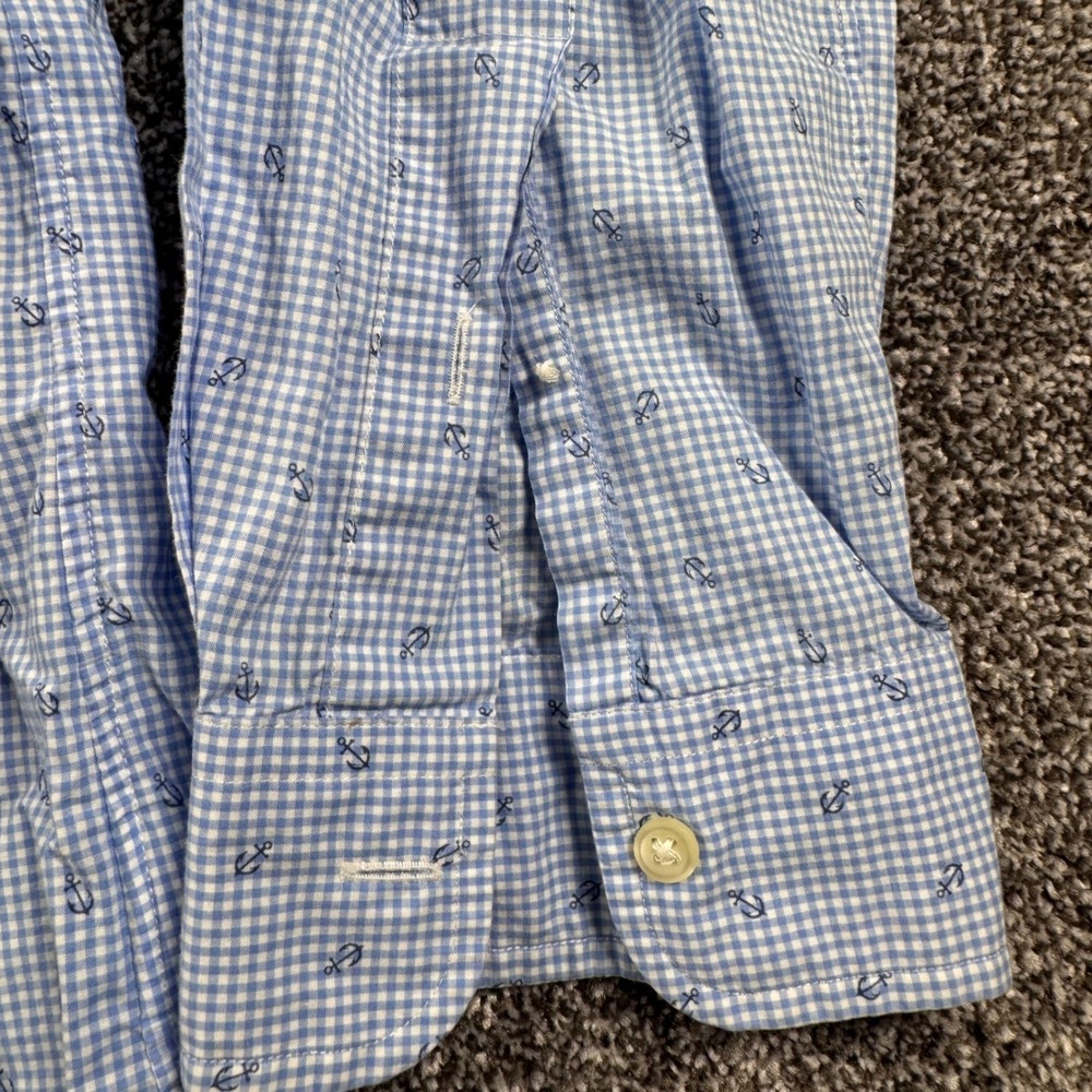 Polo Ralph Lauren Button Down Shirt Large Blue Gingham Anchor Print Long Sleeve - Picture 6 of 6